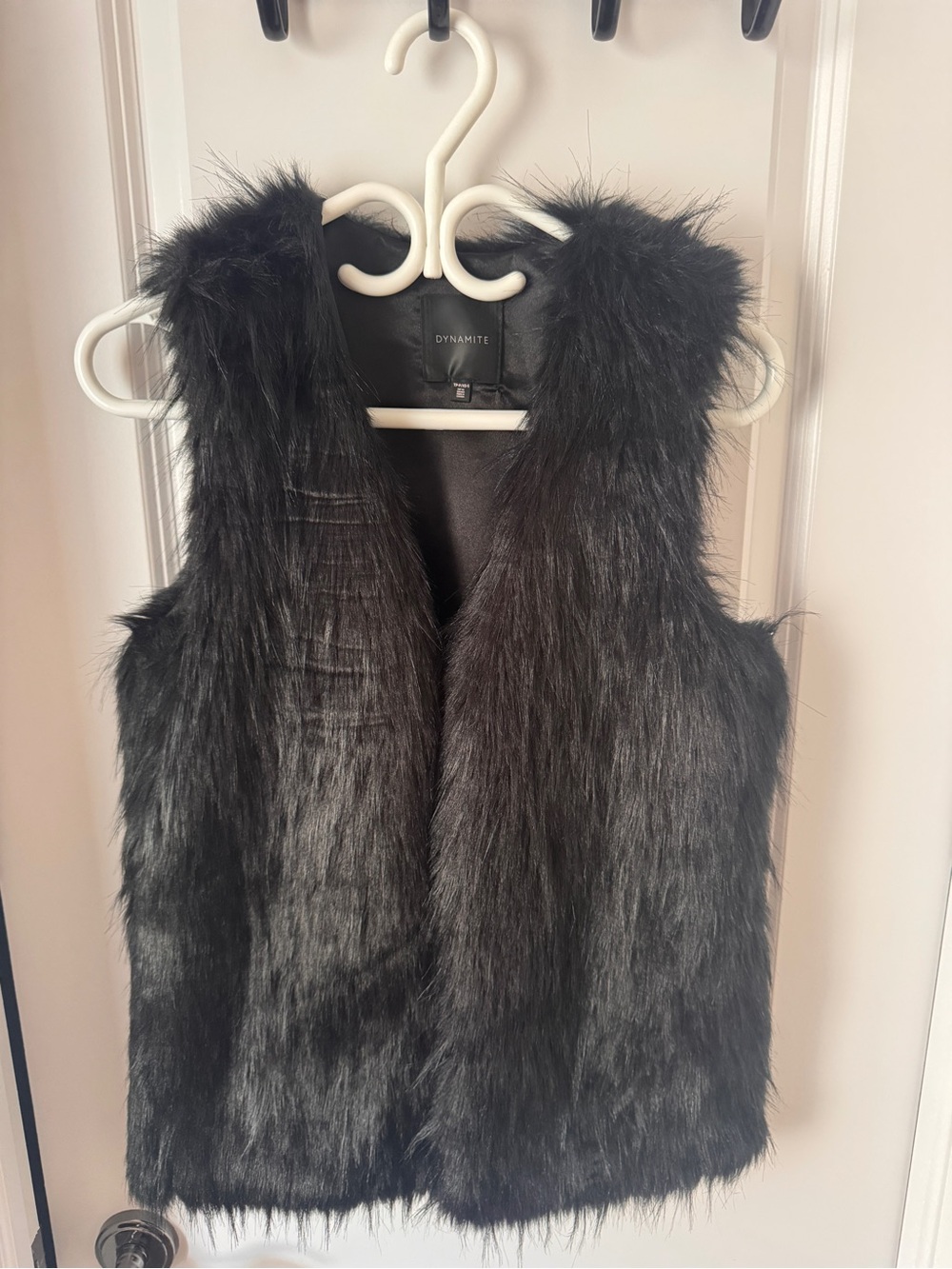 Dynamite Black Faux Fur Vest With Hidden Pocket